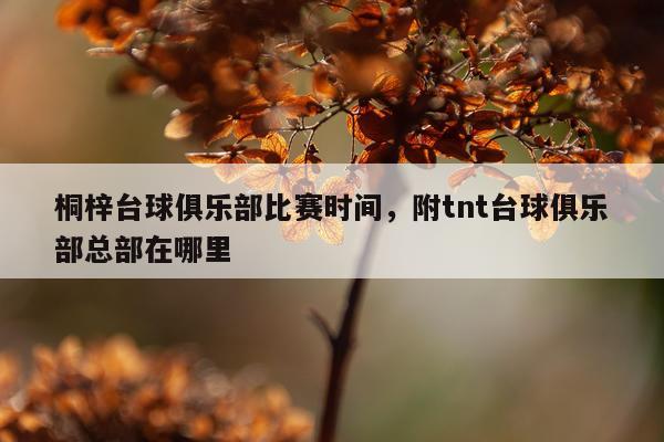 桐梓台球俱乐部比赛时间，附tnt台球俱乐部总部在哪里
