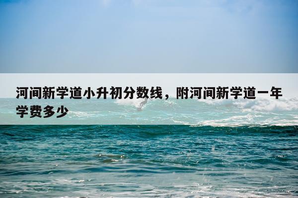 河间新学道小升初分数线，附河间新学道一年学费多少
