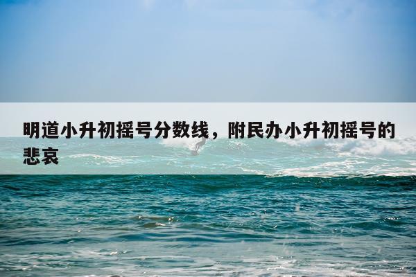 明道小升初摇号分数线，附民办小升初摇号的悲哀