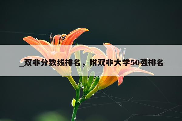_双非分数线排名，附双非大学50强排名